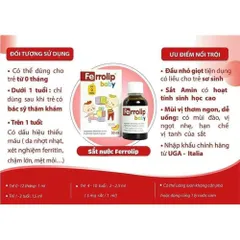 Sắt Ferrolip Baby, sắt hữu cơ cho bé từ 6m- 30ml 