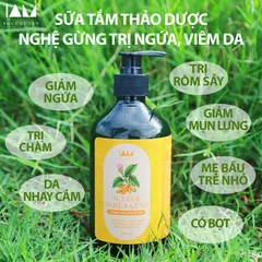 Sữa tắm thảo mộc nghệ gừng 500ml - Giảm ngứa, trị mụn lưng, chăm sóc da ẩm mượt, kháng khuẩn tự nhiên, phù hợp cho mọi lứa tuổi.