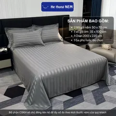 Bộ chăn ga gối 5 món Hệ Thống Nệm cao cấp bộ vỏ chăn ga ra drap grap gối nệm đệm 5 món phủ giường chuẩn khách sạn 5 sao