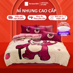 Bộ chăn ga gối đệm 5 món nỉ nhung cao cấp - Mềm mại, sang trọng, thoáng mát, phù hợp mọi không gian ngủ êm ái