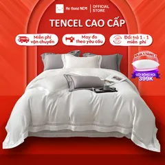 Combo Chăn Ga Gối 5 Món Lụa Tencel Cao Cấp - Sang Trọng, Mềm Mại, Thoáng Khí, Bộ Vỏ Chăn Ra Drap Đầy Đủ, Giao Hàng Nhanh