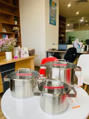 Bộ Nồi Inox 3 Đáy Nagakawa Aki NAG1357 - Chất Liệu Inox 304 Cao Cấp, Dùng Cho Mọi Loại Bếp, Đường Kính 16-20-24cm