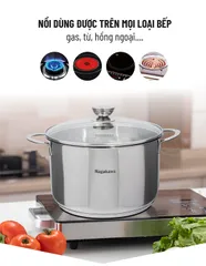 Bộ 3 nồi inox 5 đáy từ Nagakawa NAG1351 16-20-24cm dùng mọi loại bếp