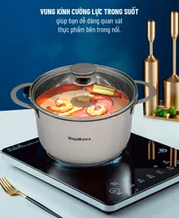Bộ 3 nồi inox 5 đáy từ Nagakawa NAG1351 16-20-24cm dùng mọi loại bếp