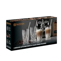 Bộ Cốc Nachtmann Noblesse Latte Macchiato 350ml Set 4 Kèm Ống Hút Thủy Tinh - Sang Trọng, Xuất Xứ Đức