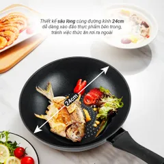 Chảo Kim Cương Đáy Từ Nagakawa NAG2451 - Chất Liệu Nhôm Cao Cấp, Chống Dính 5 Lớp, Dùng Cho Mọi Loại Bếp, Hàng Chính Hãng