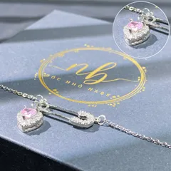 Dây chuyền đính đá trái tim lấp lánh - Chất liệu Titanium không đen rỉ xuống màu