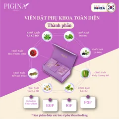 Viên Đặt Phụ Khoa Pigina Premium - Giải Pháp Vệ Sinh Vùng Kín, Cân Bằng pH và Khử Mùi Hiệu Quả, Hộp 18 Viên 500mg