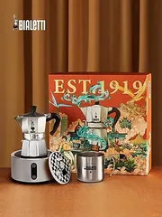 Bộ ấm cà phê Bialetti Steam Age Moka Pot - Set quà tặng hoàn hảo từ Italy với ấm, bếp điện và cốc Bialetti