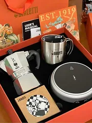 Bộ ấm cà phê Bialetti Steam Age Moka Pot - Set quà tặng hoàn hảo từ Italy với ấm, bếp điện và cốc Bialetti
