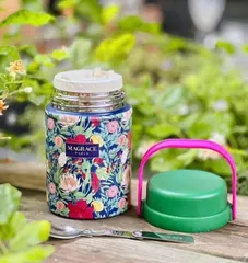 Cặp Lồng Giữ Nhiệt Magrace Paris 520ml - Họa Tiết Hoa Nhiệt Đới, Chất Liệu Inox Cao Cấp, Bảo Quản Thức Ăn Ấm, Tiện Dụng Cho Gia Đình