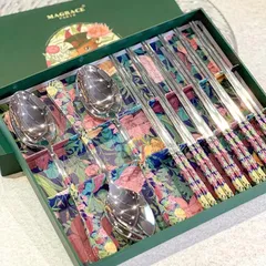 Set Đũa Thìa Ăn Phở Magrace Paris - Hộp 6 Đôi Đũa & 6 Thìa Inox 304 Sang Trọng, An Toàn, Quà Tặng Độc Đáo
