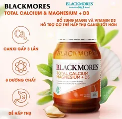 Viên uống Bổ sung Canxi, Magie và Vitamin D3 Blackmores 200 viên - Hỗ trợ sức khỏe xương và chiều cao cho người lớn và trẻ em 6 tuổi trở lên