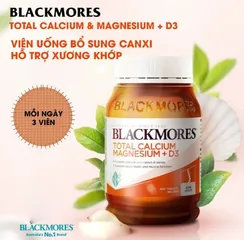 Viên uống Bổ sung Canxi, Magie và Vitamin D3 Blackmores 200 viên - Hỗ trợ sức khỏe xương và chiều cao cho người lớn và trẻ em 6 tuổi trở lên
