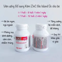 Viên nhai bổ sung kẽm Bio Island Zinc 120v