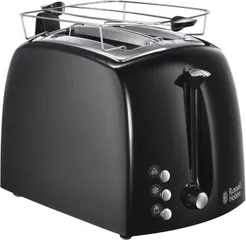 Máy Nướng Bánh Mỳ Russell Hobbs 850W Màu Đen - Điều Chỉnh 6 Mức Nướng, Kẹp Bánh Chất Lượng, Tự Động Định Tâm Bánh Mỳ