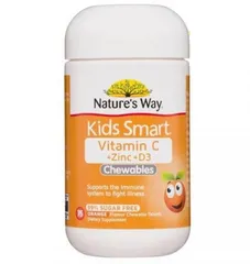 Viên Nhai Vitamin C Zinc D3 Nature’s Way Kids Smart 75 Viên - Tăng Cường Đề Kháng Cho Bé Từ 2 Tuổi, Giúp Phát Triển Khỏe Mạnh