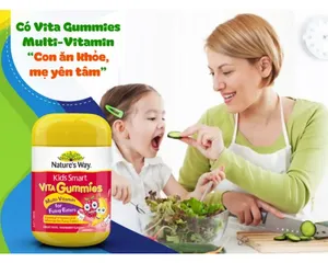 Kẹo dẻo bổ sung vitamin cho trẻ biếng ăn Nature’s Way Vita Gummies 60 viên - Hương vị dâu nhẹ nhàng, hỗ trợ sức khỏe toàn diện
