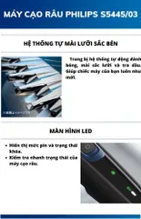 Máy Cạo Râu Philips Series 5000 S5445/03 Chính Hãng - 27 Lưỡi Dao Điện Tự Mài, Bảo Hành 24 Tháng, Bảo Đảm Sạch Sẽ Nhanh Chóng