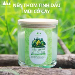Nến thơm handmade từ sáp đậu nành - Tinh dầu thiên nhiên 100% - Mùi cỏ cây, không khói, an toàn sức khỏe, 230gr