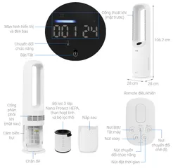 Máy lọc không khí Philips AMF765/30 40W - Lọc không khí hoàn hảo cho phòng 70m2, công nghệ NanoProtect HEPA và điều khiển từ xa qua app