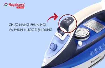 Bàn là hơi nước Nagakawa NAG1505 1200W - Thiết kế hiện đại, cảm biến nhiệt, đa chức năng, 280ml, bảo hành 12 tháng