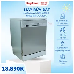 Miễn phí lắp đặt - Máy rửa bát 15 bộ Nagakawa NK15D03M - máy rửa chén