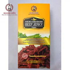 Khô Bò Nguyên Bản Quang Hiển Hộp 100g - Beef Jerky Nguyên Chất, Thơm Ngon, Đậm Vị, Ăn Vặt Lý Tưởng, Quà Tặng Ý Nghĩa