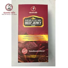 Khô Bò Tây Bắc Quang Hiển 100g - Thịt Bò Khô Nguyên Chất Đậm Đà Hương Vị Tự Nhiên, Không Chất Bảo Quản, Snack Ăn Vặt Thơm Ngon