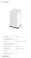 Máy Giặt Mini Nhiệt Độ Cao Lumias WS040WH - 3kg, 10 Chương Trình, Inox Chống Gỉ, Khóa Trẻ Em, Công Suất 220W