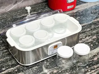 Máy Làm Sữa Chua Kitchen Art - 8 Cốc Thủy Tinh, Hẹn Giờ Tiện Dụng, Điều Chỉnh Nhiệt Độ, An Toàn và Dễ Vệ Sinh