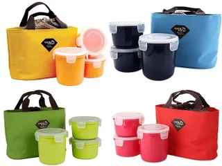 Bộ 3 Hộp Cơm Lock&Lock HAF100 Kèm Túi Giữ Nhiệt - 350ml (2 chiếc) và 580ml (1 chiếc) - Hàng Chính Hãng, Nhiều Màu