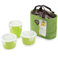 Bộ 3 Hộp Cơm Lock&Lock HAF100 Kèm Túi Giữ Nhiệt - 350ml (2 chiếc) và 580ml (1 chiếc) - Hàng Chính Hãng, Nhiều Màu