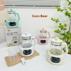 Bình Đun Nước Pha Sữa Coco Bear Cao Cấp Có LED, Điều Khiển từ xa