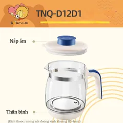 Nắp Đậy Bình Đun Thủy Tinh Bear TNQ-D12D1 - Phụ Kiện Thay Thế Cho Ấm Đun Nước Pha Sữa, Chất Liệu Inox Cao Cấp