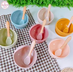 Bát Ăn Dặm Silicone Hình Tròn Có Đế Hít Chống Đổ 360ml - Dụng Cụ Tránh Đổ Rơi Cho Bé Tập Ăn Thoải Mái và An Toàn