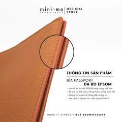 Bìa Da Hộ Chiếu MINI-MO Da Bò EPSOM Cao Cấp - Chống Thấm, Chống Xước, Sang Trọng, Tiện Lợi Cho Du Lịch