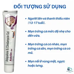 Gel Trị Mụn Adclin 15g - Ngăn Ngừa Mụn Trứng Cá, Kiểm Soát Dầu, Dưỡng Ẩm Cho Da Dầu, Mụn Viêm, Mụn Đầu Trắng