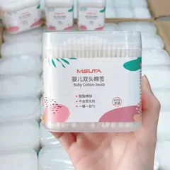 Tăm Bông Sơ Sinh MISUTA/V-Cool - Thân Giấy Không Gây Đau, Đầu Nhỏ Vệ Sinh Tai, Mũi, Mắt Cho Bé Sơ Sinh 200/400 Que