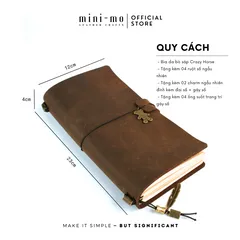 Sổ Tay Ghi Chép Mini-Mo Bìa Da Bò Sáp Crazy Horse Classic Kích Thước L 22x11cm - Quà Tặng Ý Nghĩa cho Người Sáng Tạo