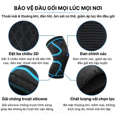 Bó Gối Thể Thao Bảo Vệ 3D - Chất Liệu Thoáng Khí Co Giãn, Đàn Hồi, Phù Hợp Bóng Chuyền, Bóng Đá, Tập Gym, Đạp Xe - Giảm Chấn Thương Khớp Gối