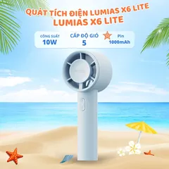 Quạt Tích Điện Mini Cầm Tay Lumias X6 Lite - Thiết Kế Nhỏ Gọn, Màu Pastel, 5 Cấp Độ Gió Tùy Chỉnh, Pin 1200mAh, Sạc Nhanh