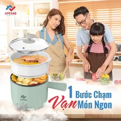 Nồi Lẩu Điện Mini Life360 AL-D12L5 Xanh - Nồi Điện Đa Năng Chính Hãng, Bảo Hành 12 Tháng