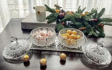 Thố Mứt Bohemia Sang Trọng Có Nắp - Thủy Tinh 16cm Đựng Kẹo, Quà Tặng Độc Đáo Made in Séc