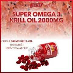 Viên Uống Dầu Nhuyễn Thể Eikenbi Super Omega 3 Krill Oil 2000mg - Hỗ Trợ Sức Khỏe Tim Mạch, Tăng Cường Trí Nhớ và Làm Đẹp Da Nhật Bản