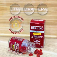 Viên Uống Dầu Nhuyễn Thể Eikenbi Super Omega 3 Krill Oil 2000mg - Hỗ Trợ Sức Khỏe Tim Mạch, Tăng Cường Trí Nhớ và Làm Đẹp Da Nhật Bản