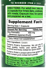 Viên uống Saw Palmetto 450mg Puritan's Pride - Hỗ trợ sức khỏe tuyến tiền liệt và đường tiết niệu cho nam giới, 100 viên, Mỹ