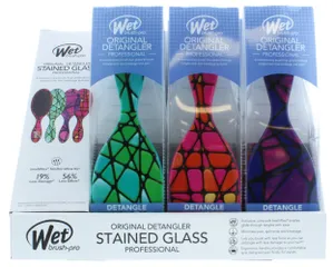 Lược Chải Tóc Wet Brush Original Detangler Stain Glass - Gỡ Rối Tóc Hiệu Quả, Thiết Kế Màu Sắc Xanh Hồng Tím, Phụ Kiện Chăm Sóc Tóc Cao Cấp