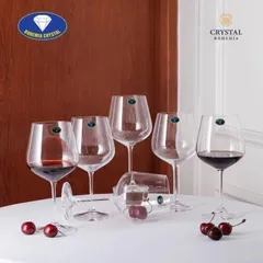 Bộ ly vang Bohemia Strix 600ml - Set 6 chiếc thủy tinh cao cấp, an toàn cho máy rửa chén, sản xuất tại Tiệp, chất lượng cao