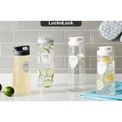 Bình Đựng Nước LocknLock Easy Grip HAP814 1.5L - Chịu Nhiệt Tới 60 Độ, Nhựa PET An Toàn, Dùng Tủ Lạnh, Màu Trắng Xám